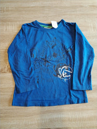 Tee-shirt manche longue garçon bleu décor monstre