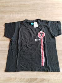 Tee-shirt manche courte garçon noir décor 7 pasa