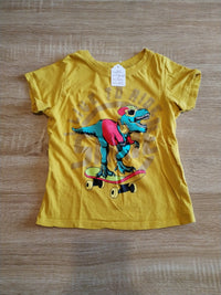 Tee-shirt manche courte garçon jaune et dinosaures