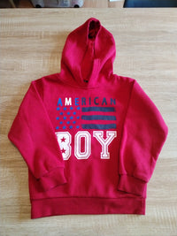 Pull rouge garçon à capuche