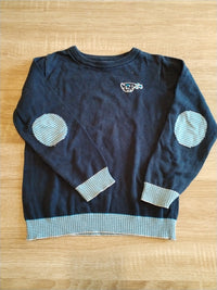 Pull garçon bleu décor coude et bas bleu ciel rayé