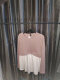 Pull fin rose et blanc