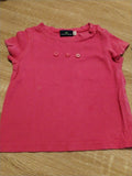 Tee-shirt rose fille décor boutons